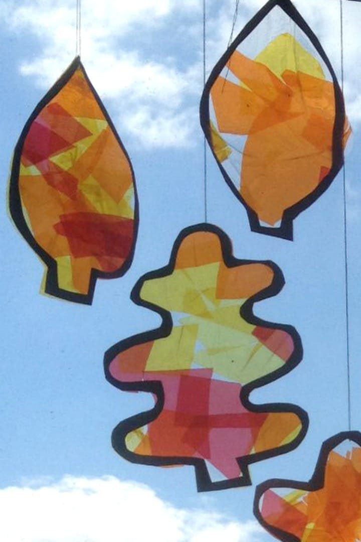 Autumn leaf sun catchers - autumn crafts